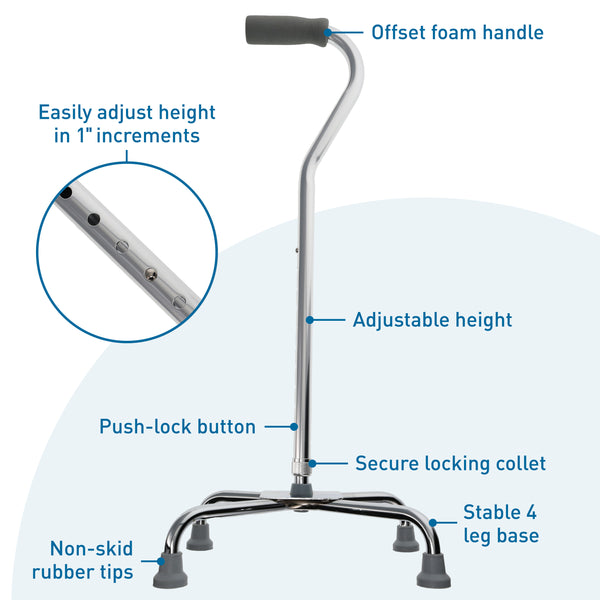 BodyMed® Aluminum Adjustable Height Quad Cane