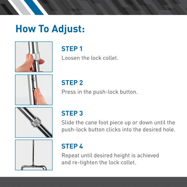 BodyMed® Aluminum Adjustable Height Quad Cane
