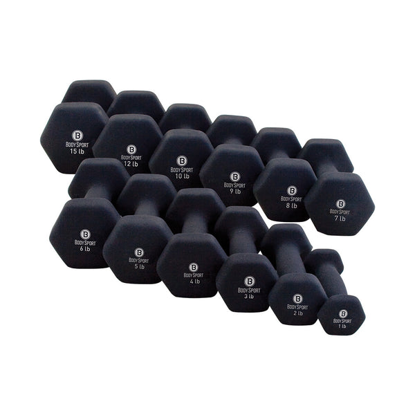 BodySport&reg; Neoprene Black Dumbbells