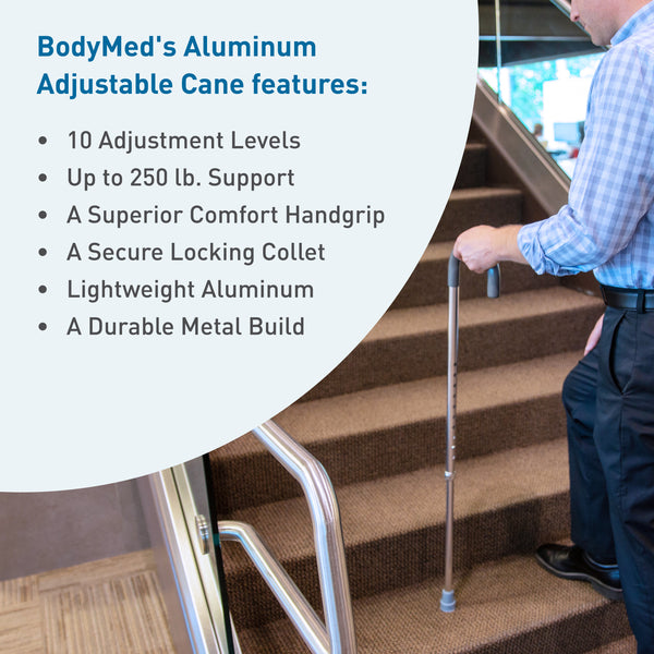 BodyMed&reg; Aluminum Adjustable Height Cane