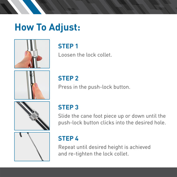 BodyMed&reg; Aluminum Adjustable Height Cane