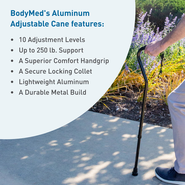 BodyMed&reg; Aluminum Adjustable Height Cane
