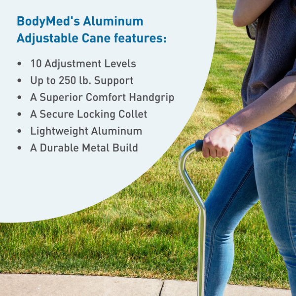 BodyMed&reg; Aluminum Adjustable Height Quad Cane