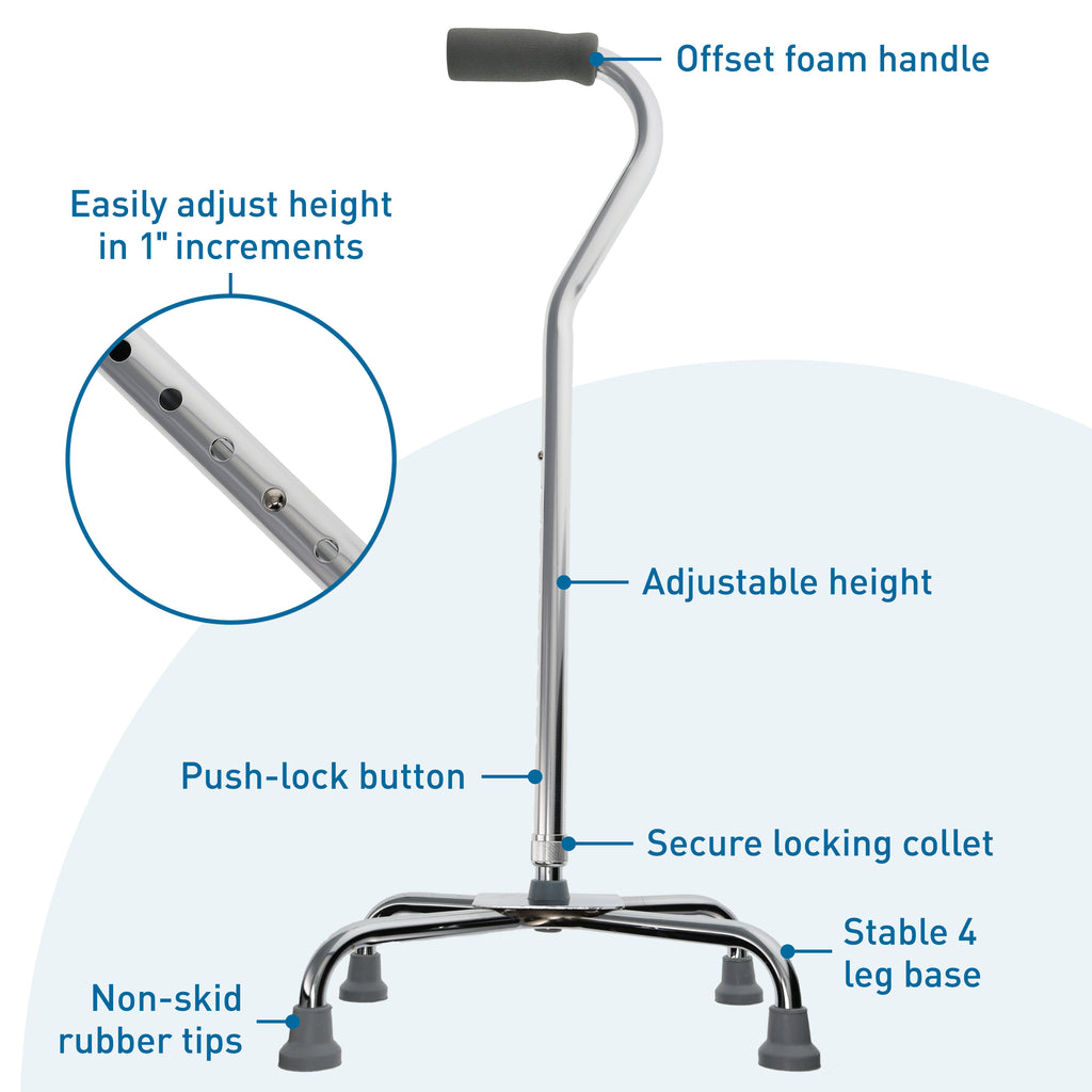 BodyMed® Aluminum Adjustable Height Quad Cane – BodySport®