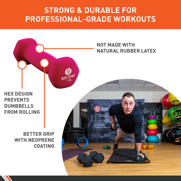 BodySport&reg; Neoprene Black Dumbbells