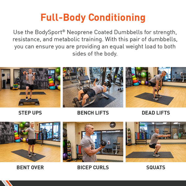 BodySport&reg; Neoprene Black Dumbbells