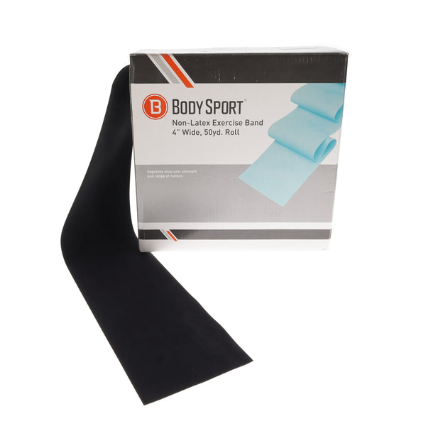 BodySport&reg; 5" Wide, Bulk Packaged Exercise Resistance Bands, Latex Free, 50 yd Rolls